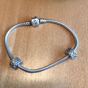 Pandora Charm Bracelet with Two Clips